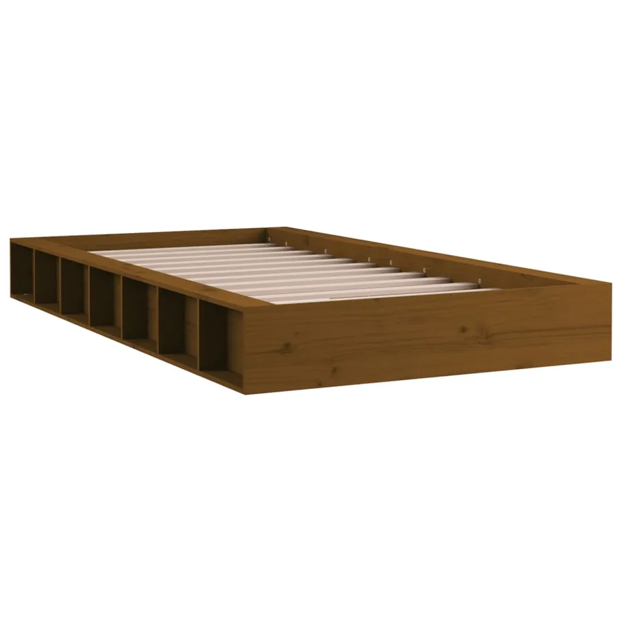 Cadre de lit sans matelas marron miel 75x190 cm bois massif - 3