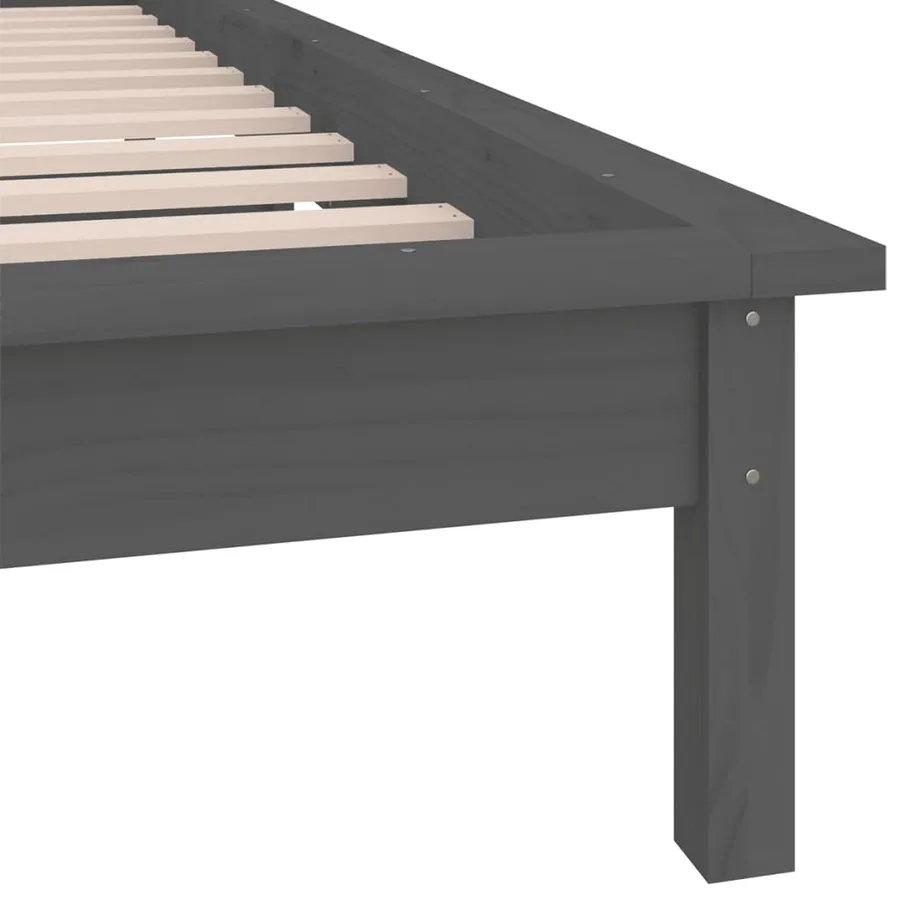 Cadre de lit à LED sans matelas gris 75x190 cm bois massif - 9