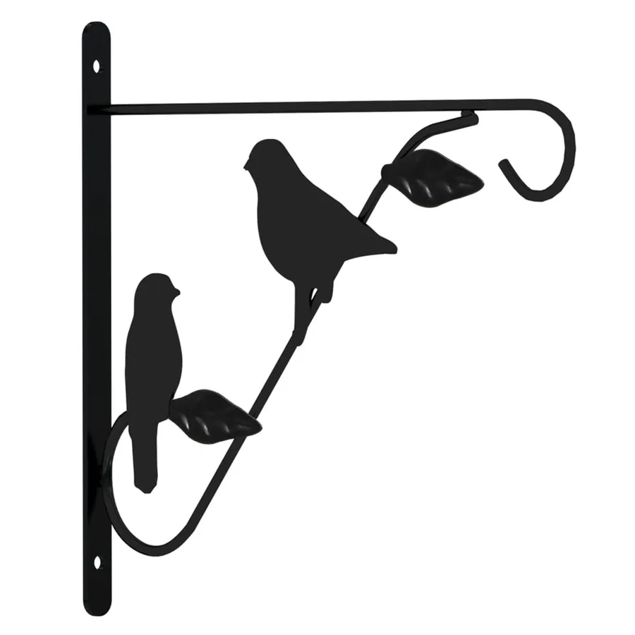 Supports de panier suspendu avec jardinières 4 pcs noir acier - 3