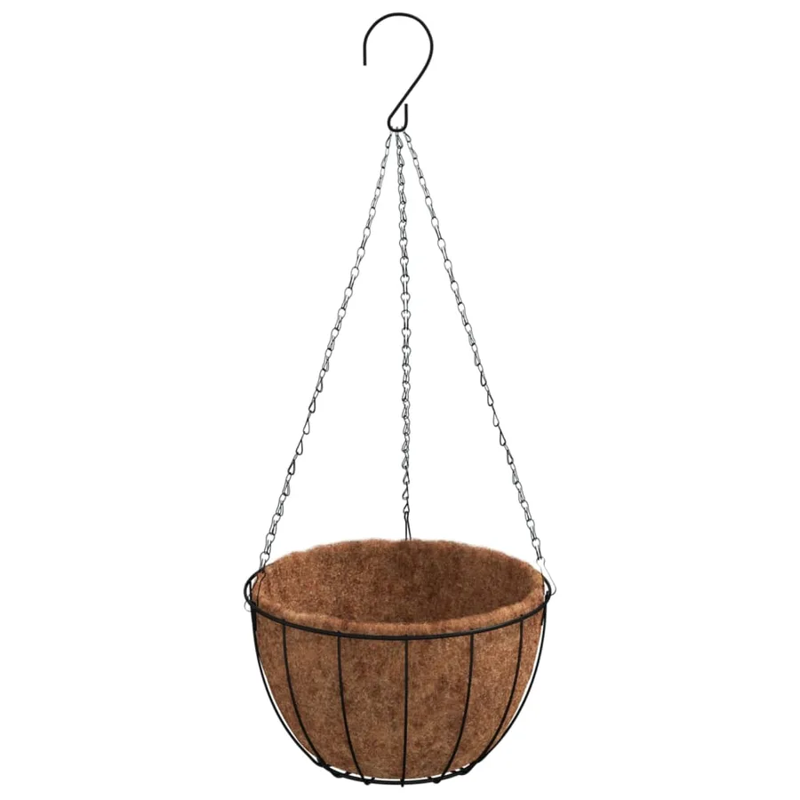 Supports de panier suspendu avec jardinières 4 pcs noir acier - 4