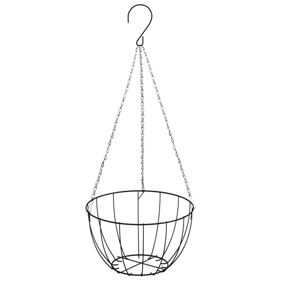 Supports de panier suspendu avec jardinières 4 pcs noir acier - 5