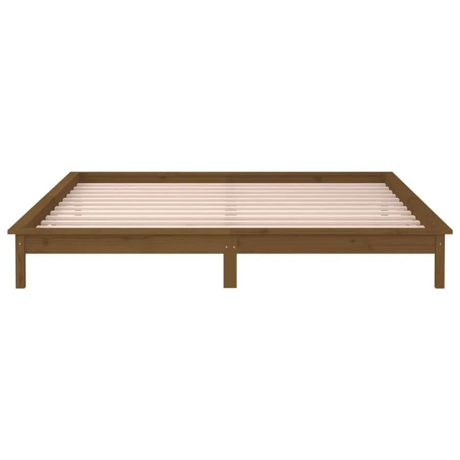 Cadre de lit à LED sans matelas 160x200 cm bois massif - 7