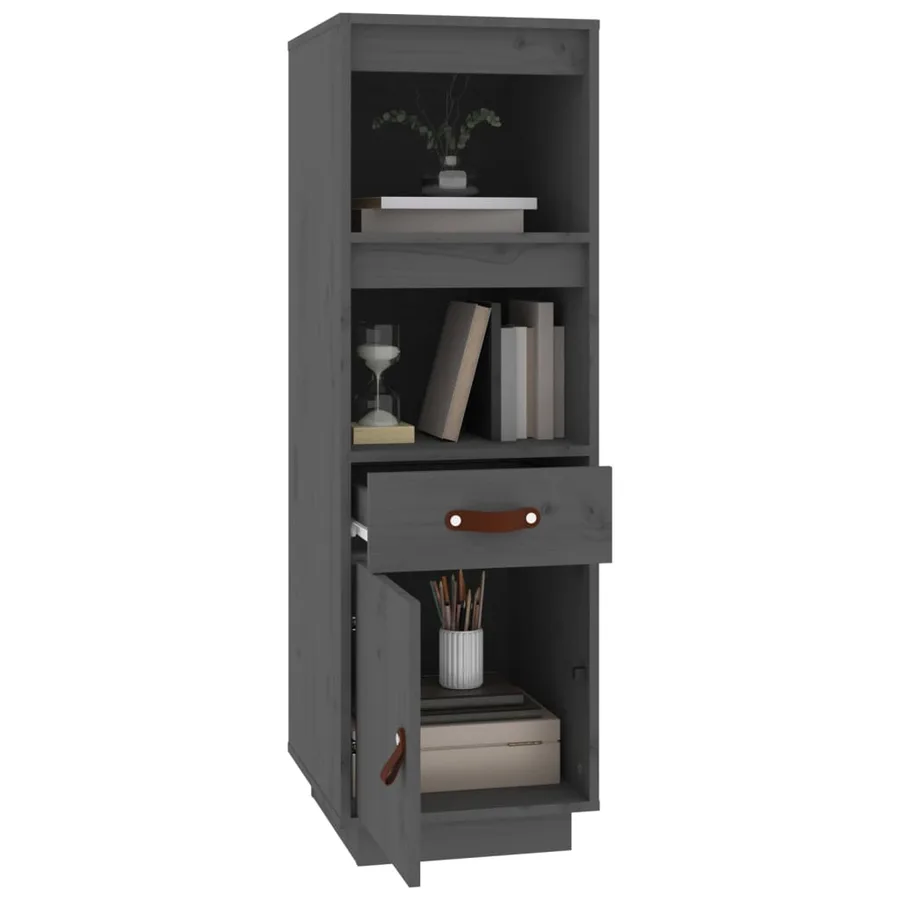 Buffet haut Gris 34x40x108,5 cm Bois massif de pin - 4