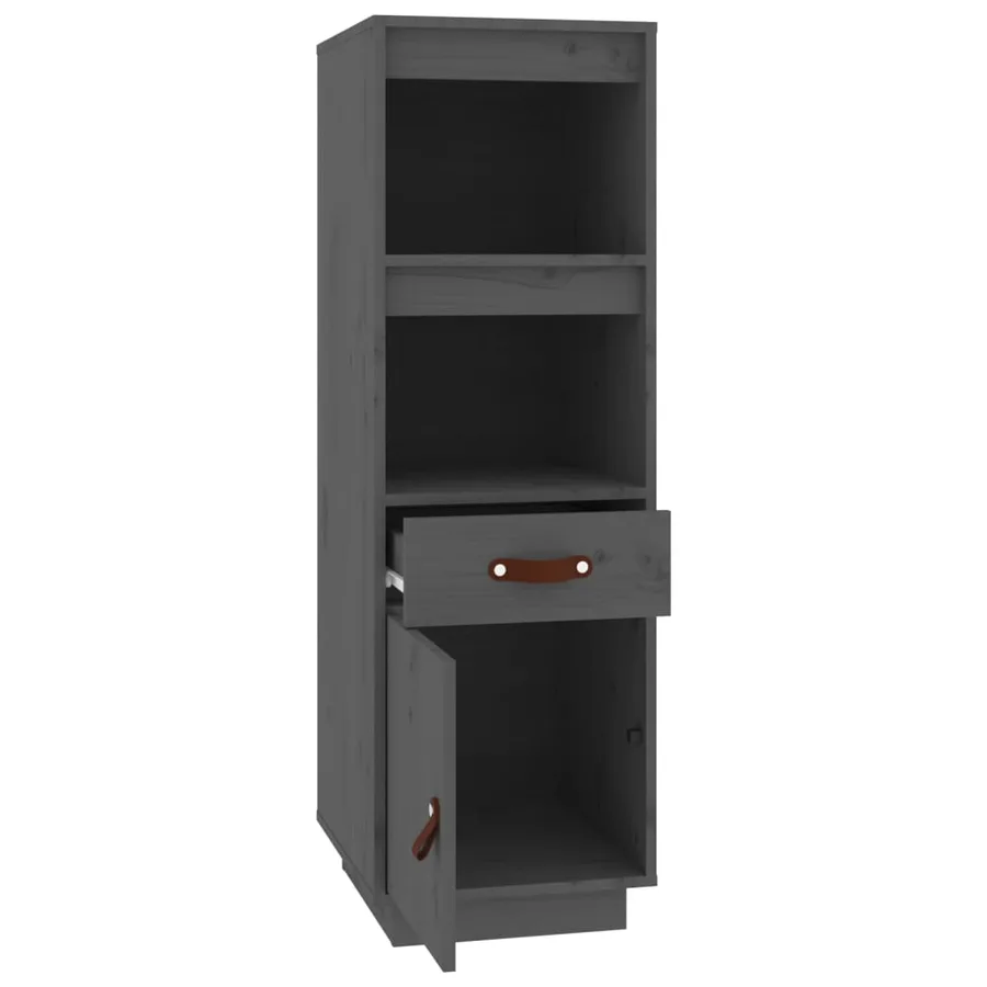 Buffet haut Gris 34x40x108,5 cm Bois massif de pin - 6