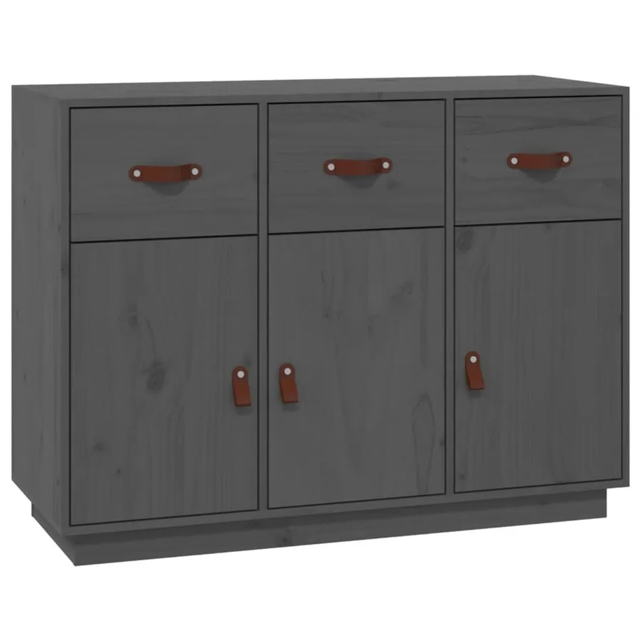 Buffet Gris 100x40x75 cm Bois massif de pin - 2