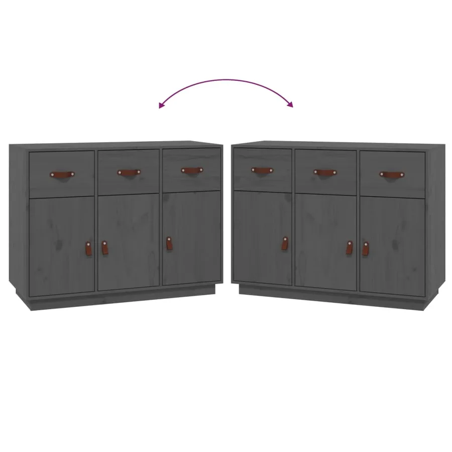 Buffet Gris 100x40x75 cm Bois massif de pin - 8