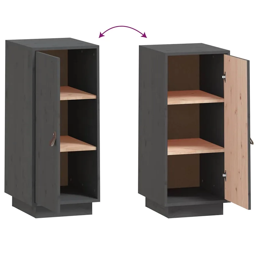 Buffet Gris 34x40x75 cm Bois massif de pin - 6