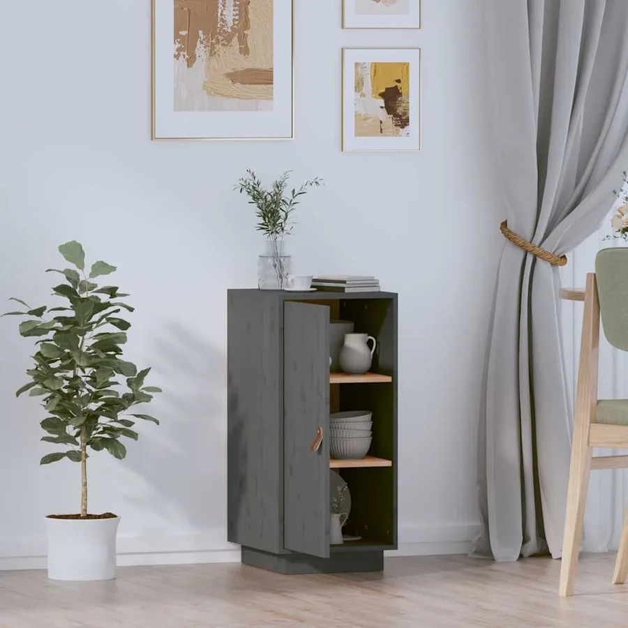 Buffet Gris 34x40x75 cm Bois massif de pin - 7