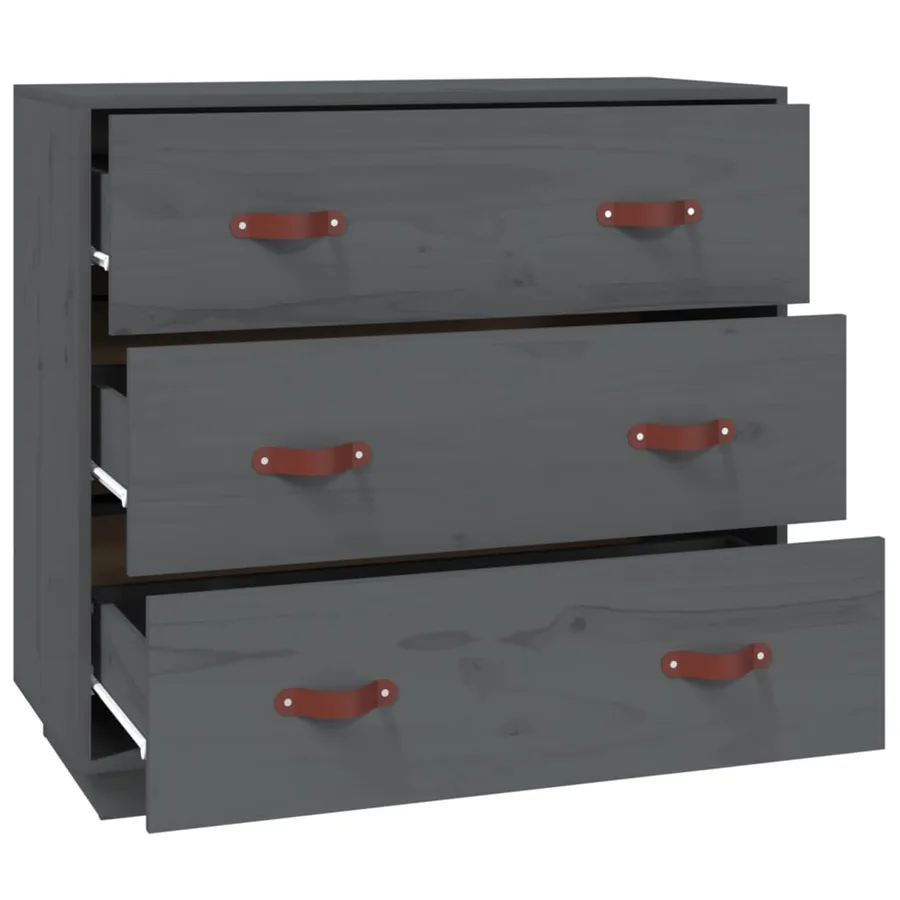 Buffet Gris 80x40x75 cm Bois massif de pin - 4