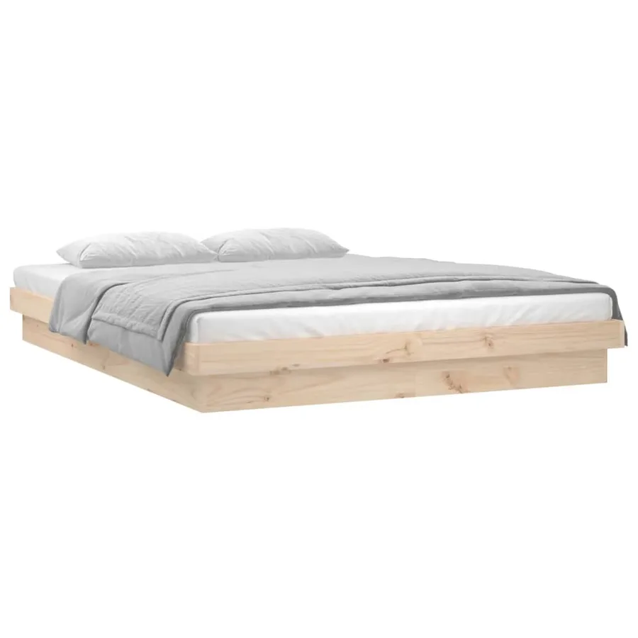 Cadre de lit à LED sans matelas bois massif - 3