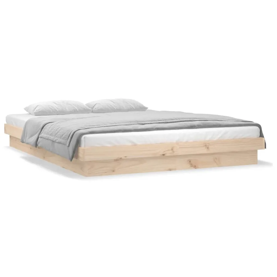 Cadre de lit à LED sans matelas bois massif - 4