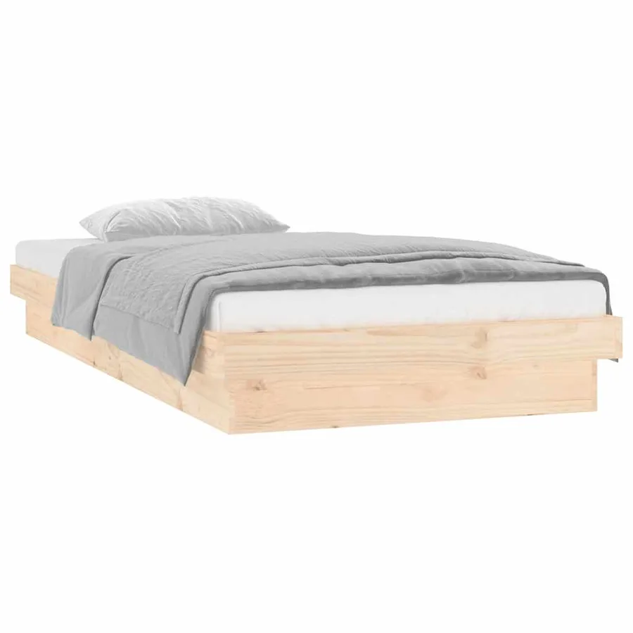Cadre de lit à LED sans matelas bois massif - 3