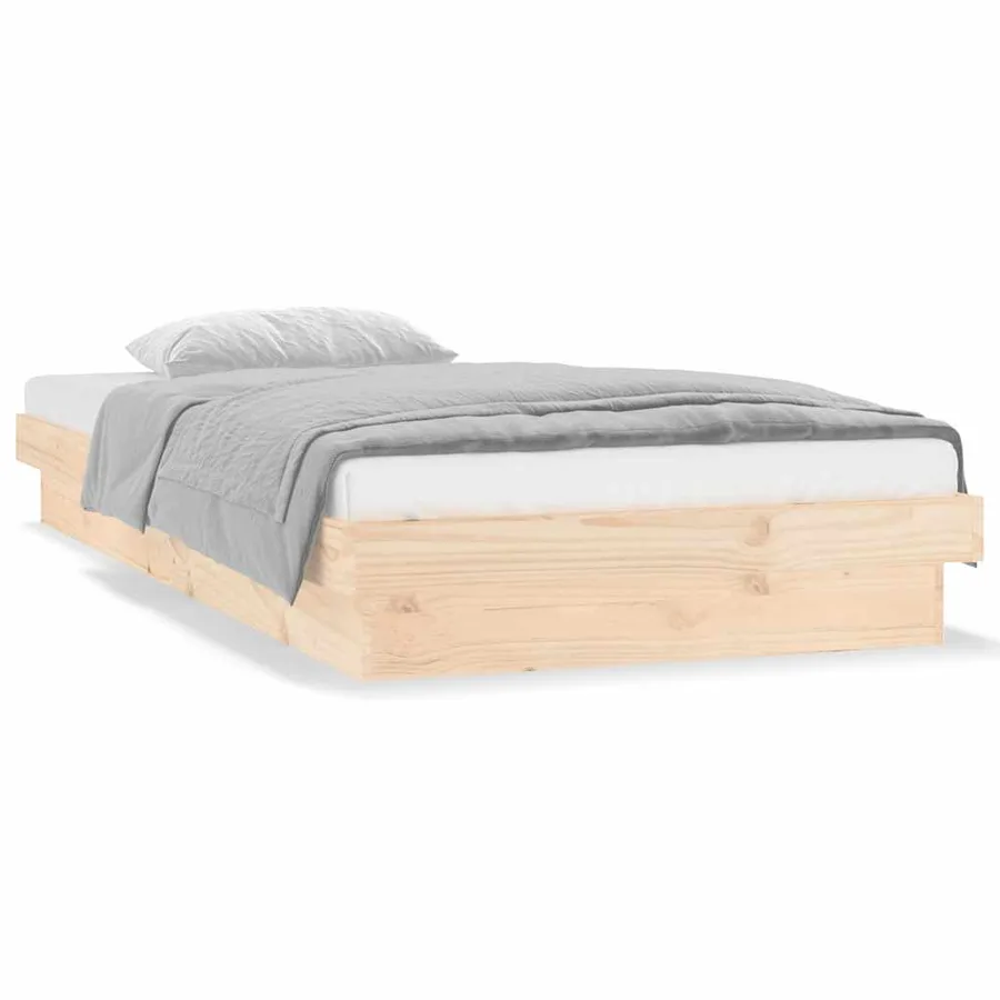 Cadre de lit à LED sans matelas bois massif - 4