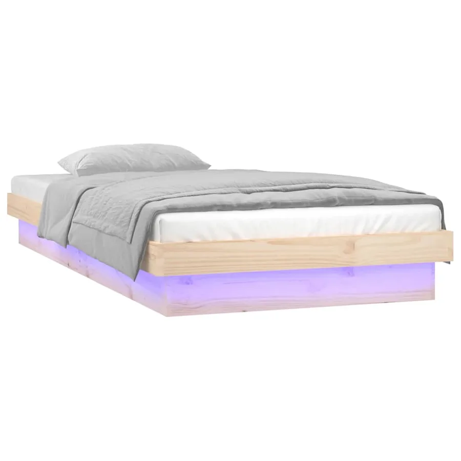 Cadre de lit à LED sans matelas bois massif - 5
