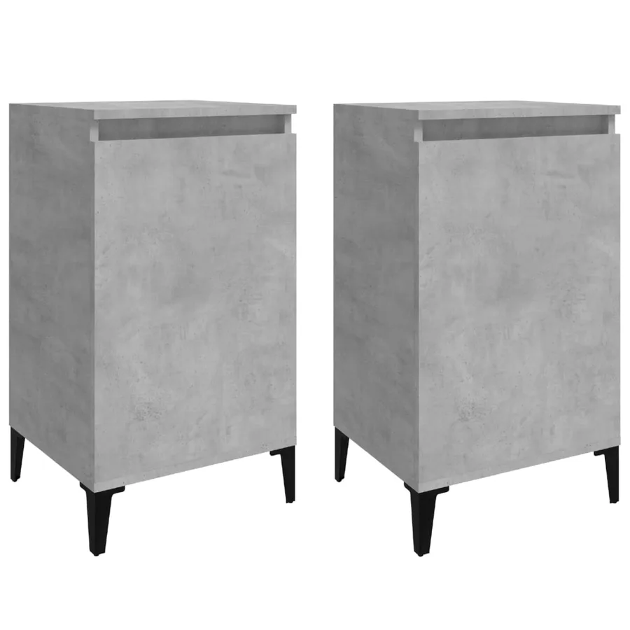 Tables de chevet 2 pcs gris béton 40x35x70 cm bois d'ingénierie - 2