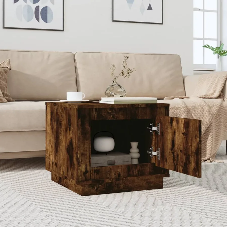 Table basse chêne fumé 51x50x44 cm bois d'ingénierie - 3