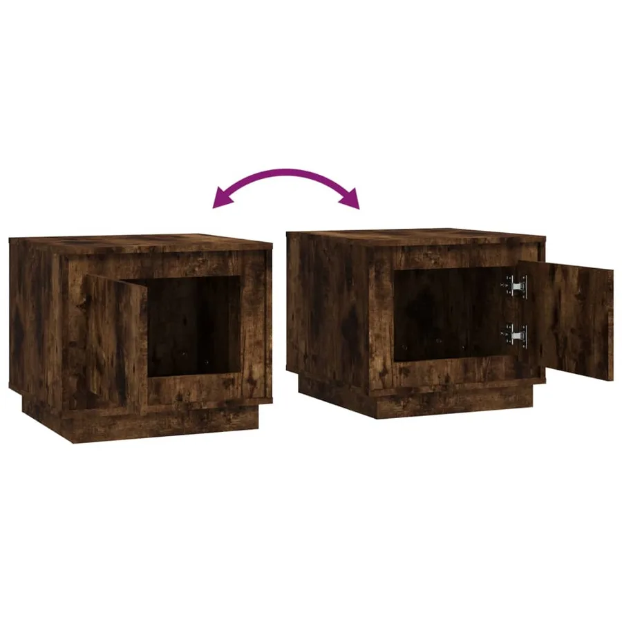Table basse chêne fumé 51x50x44 cm bois d'ingénierie - 8