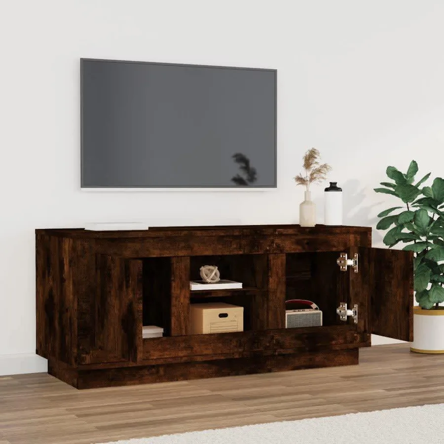 Meuble TV chêne fumé 102x35x45 cm bois d'ingénierie - 3