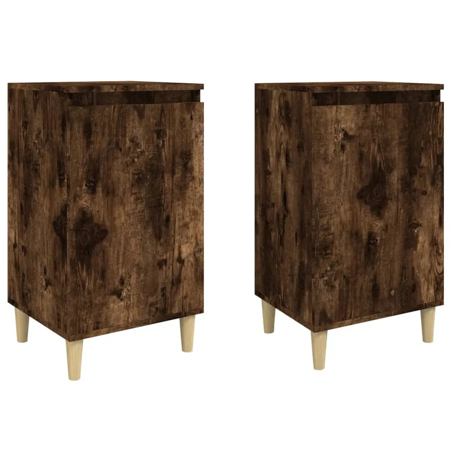 Tables de chevet 2 pcs chêne fumé 40x35x70 cm bois d'ingénierie - 2