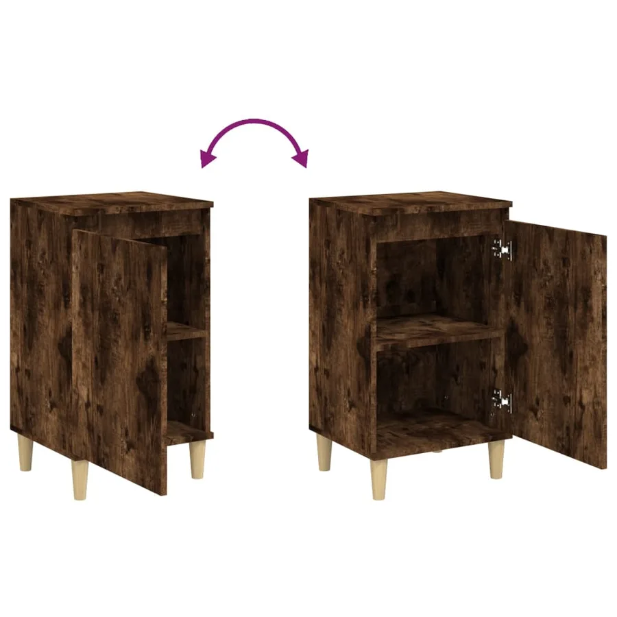 Tables de chevet 2 pcs chêne fumé 40x35x70 cm bois d'ingénierie - 8