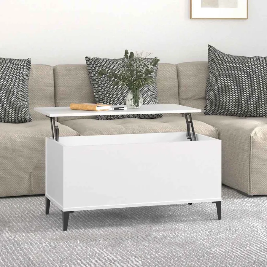 Table basse Blanc 90x44,5x45 cm Bois d'ingénierie