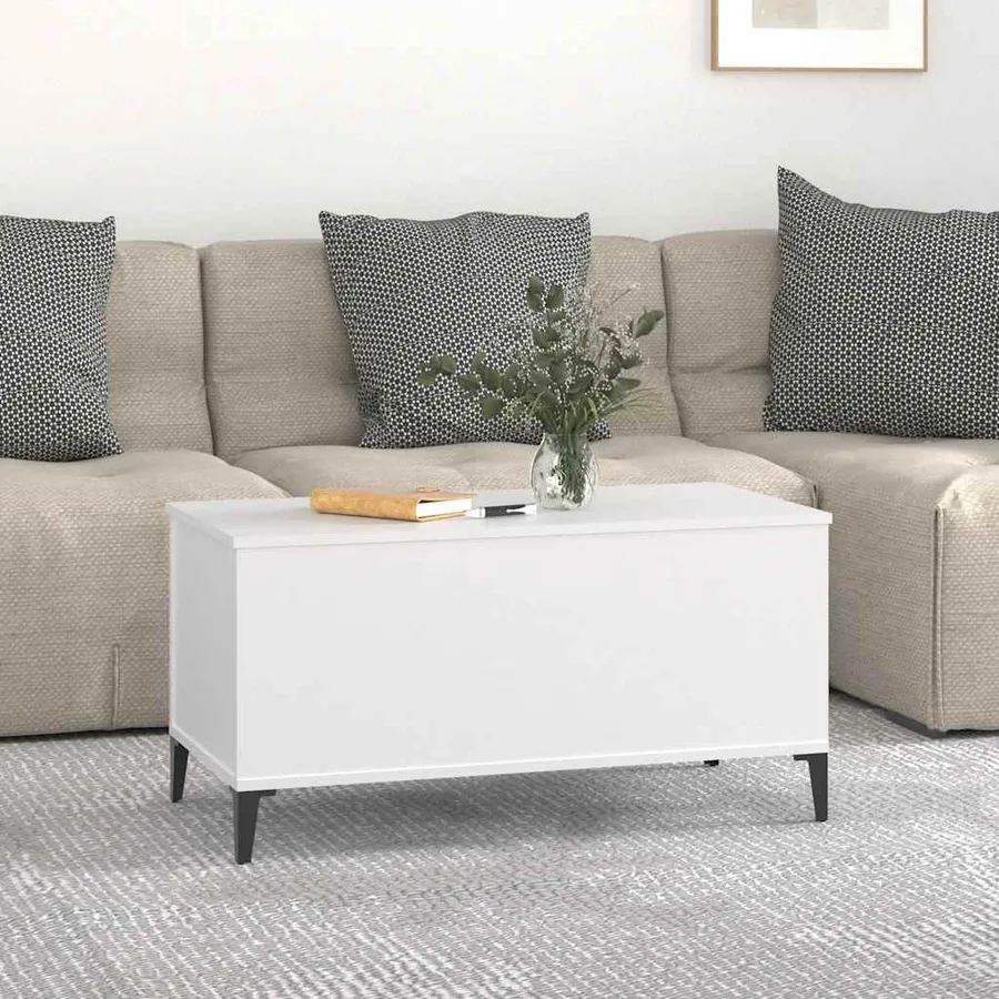 Table basse Blanc 90x44,5x45 cm Bois d'ingénierie - 3
