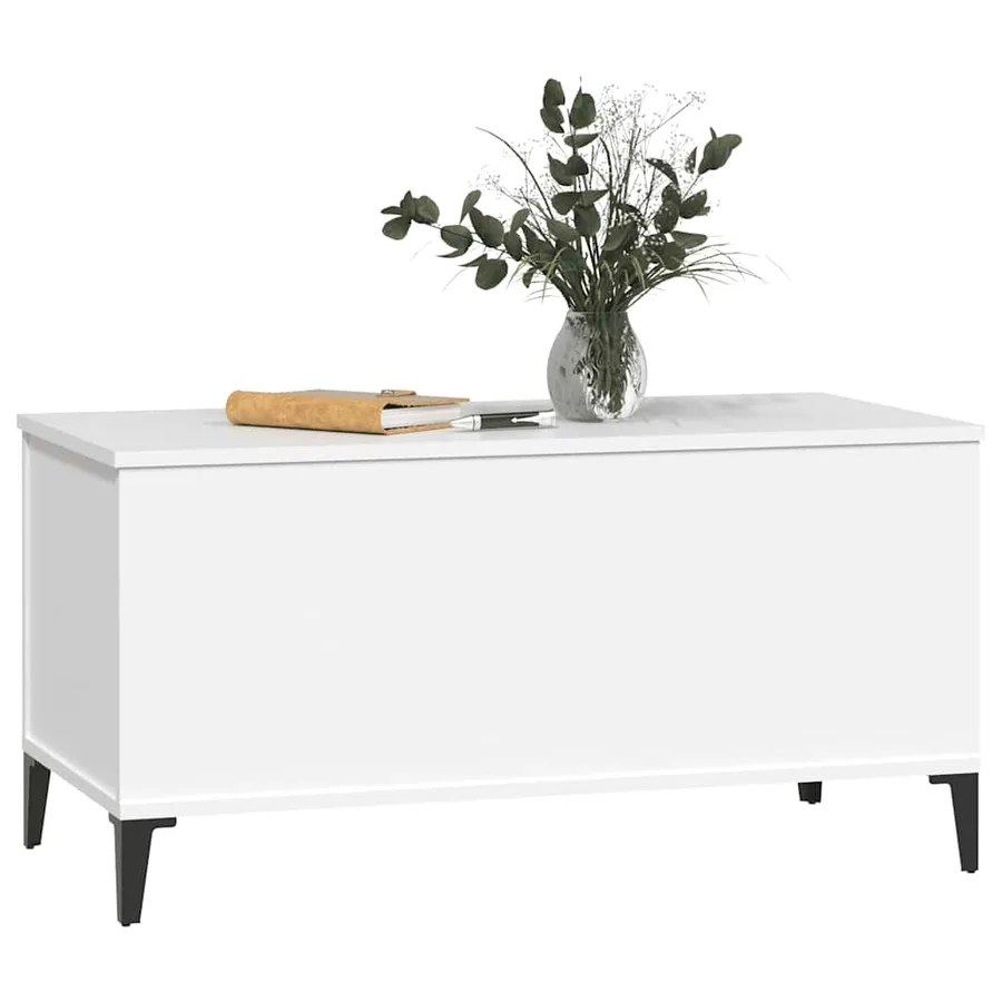 Table basse Blanc 90x44,5x45 cm Bois d'ingénierie - 7