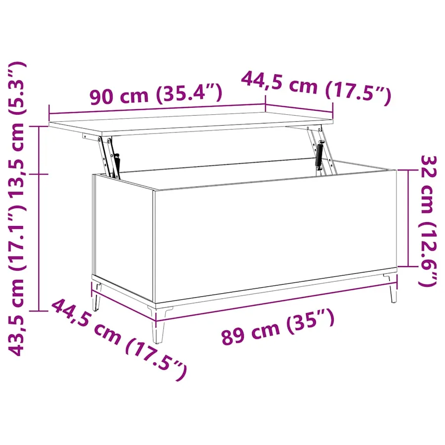 Table basse Blanc 90x44,5x45 cm Bois d'ingénierie - 8