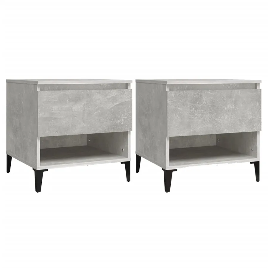 Tables d'appoint 2 pcs Gris béton 50x46x50 cm Bois d'ingénierie - 2