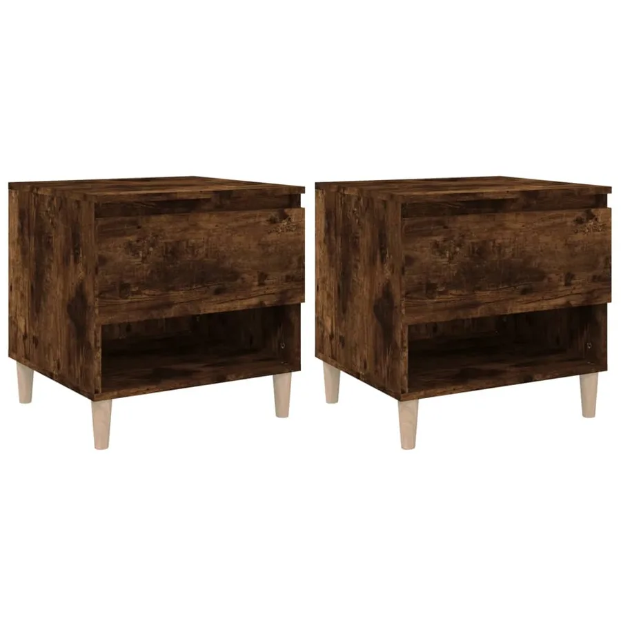 Tables de chevet 2 pcs Chêne fumé 50x46x50 cm Bois d’ingénierie - 2