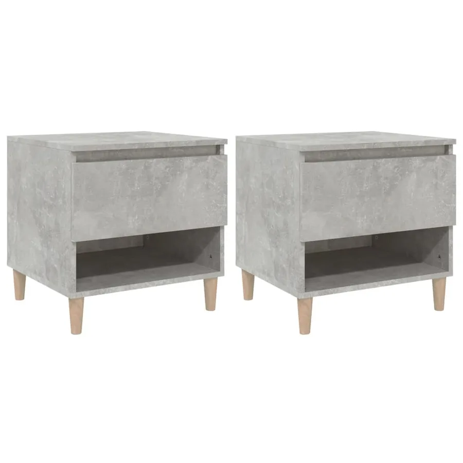 Tables de chevet 2 pcs Gris béton 50x46x50 cm Bois d’ingénierie - 2