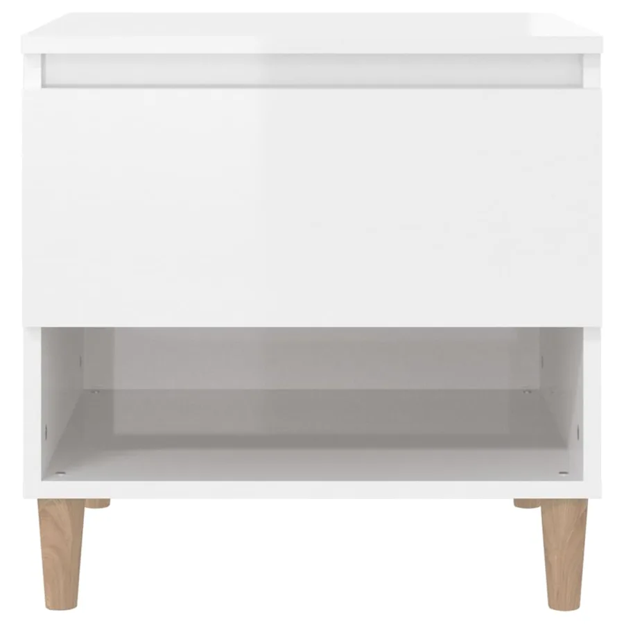 Table de chevet Blanc brillant 50x46x50 cm Bois d’ingénierie - 5