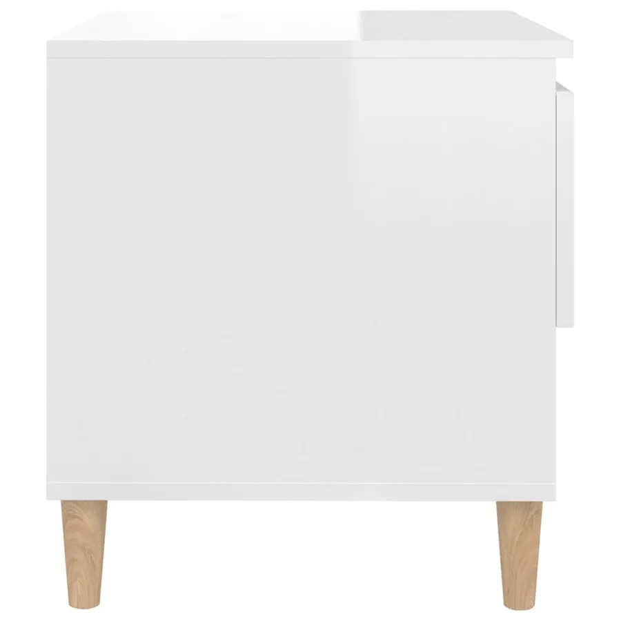 Table de chevet Blanc brillant 50x46x50 cm Bois d’ingénierie - 6