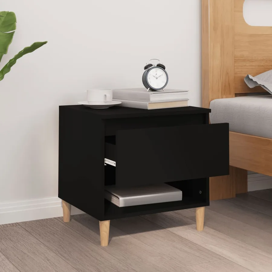 Table de chevet Noir 50x46x50 cm Bois d’ingénierie - 3