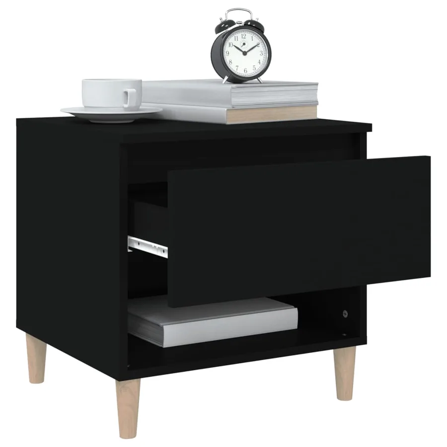 Table de chevet Noir 50x46x50 cm Bois d’ingénierie - 4
