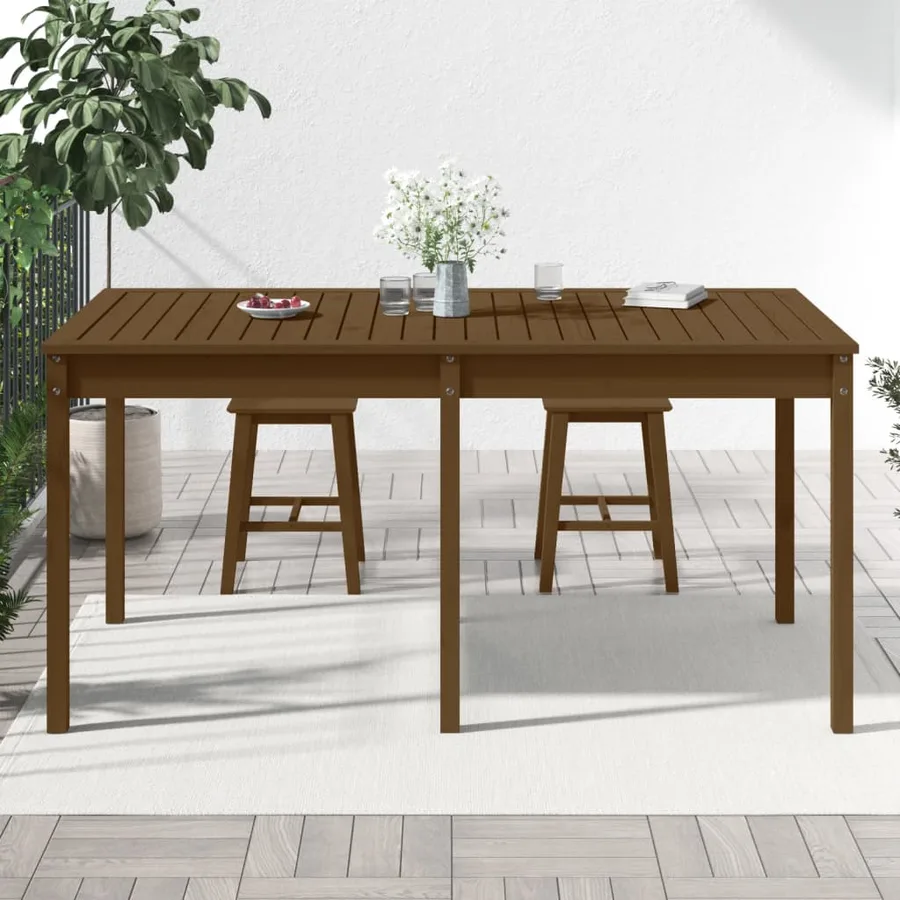 Table de jardin marron miel 159,5x82,5x76 cm bois massif de pin - 3