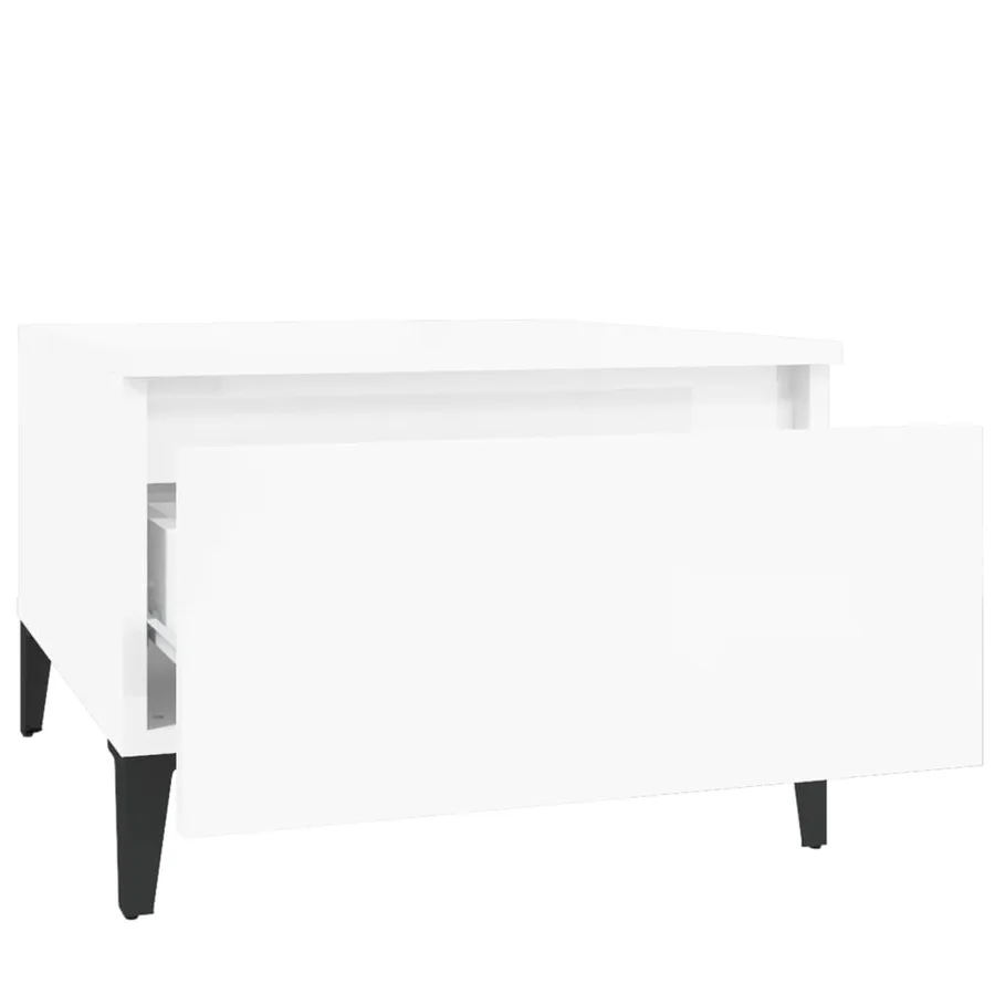 Table d'appoint Blanc brillant 50x46x35 cm Bois d'ingénierie - 7