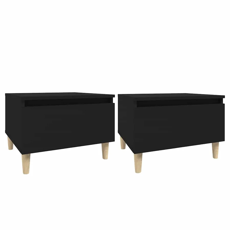 Tables d'appoint 2 pcs Noir 50x46x35 cm Bois d'ingénierie - 2
