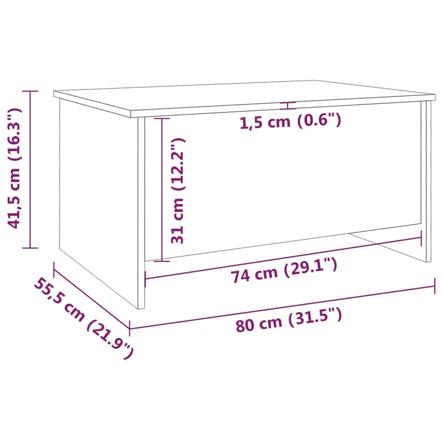 Table basse Sonoma gris 80x55,5x41,5 cm Bois d'ingénierie - 8