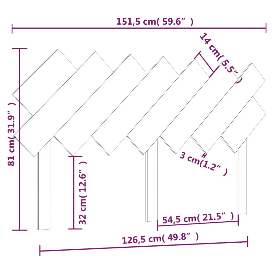 Tête de lit Blanc 151,5x3x81 cm Bois massif de pin - 6