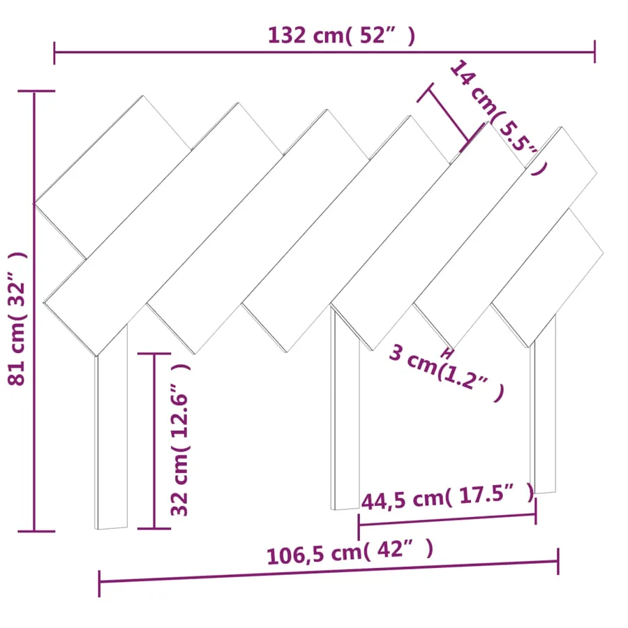 Tête de lit Marron miel 132x3x81 cm Bois massif de pin - 6