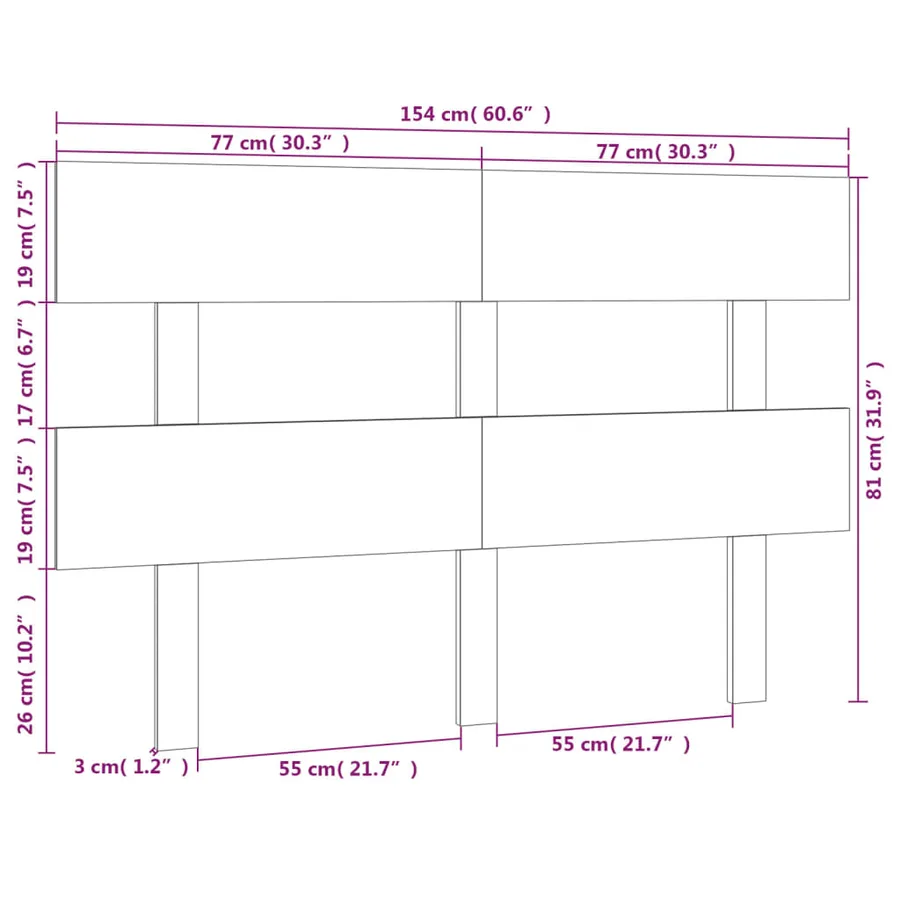 Tête de lit Marron miel 154x3x81 cm Bois massif de pin - 6