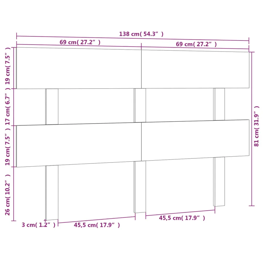 Tête de lit Gris 138x3x81 cm Bois massif de pin - 6