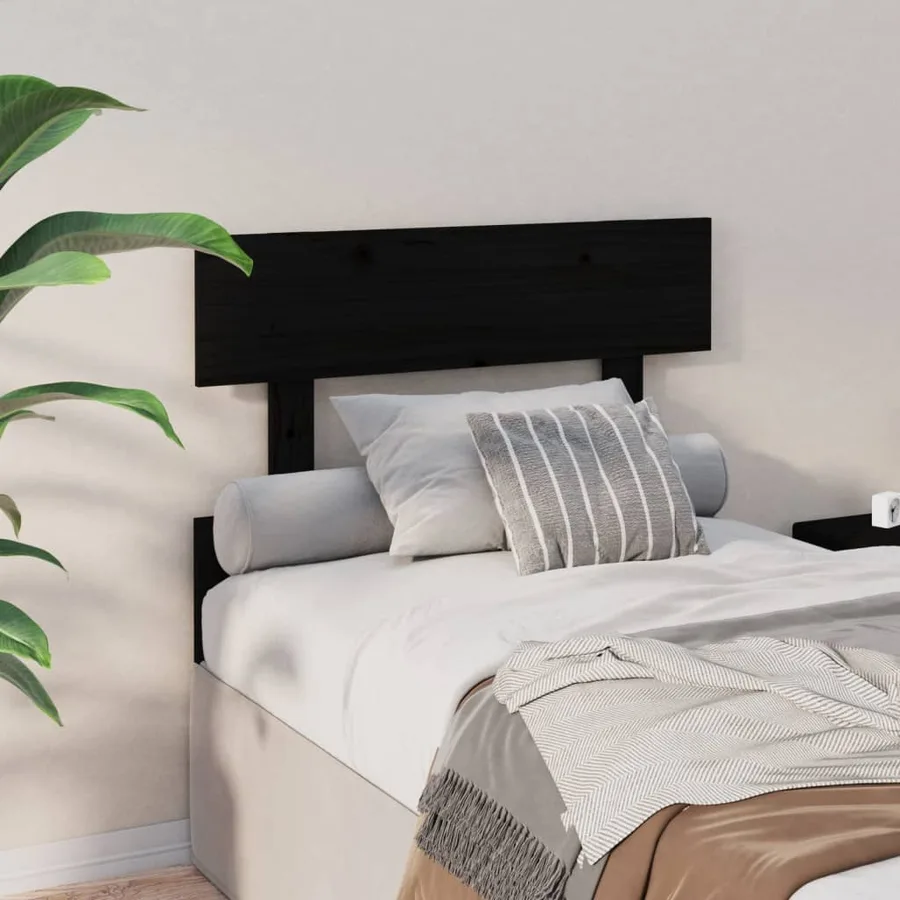 Tête de lit Noir 103,5x3x81 cm Bois massif de pin - 4