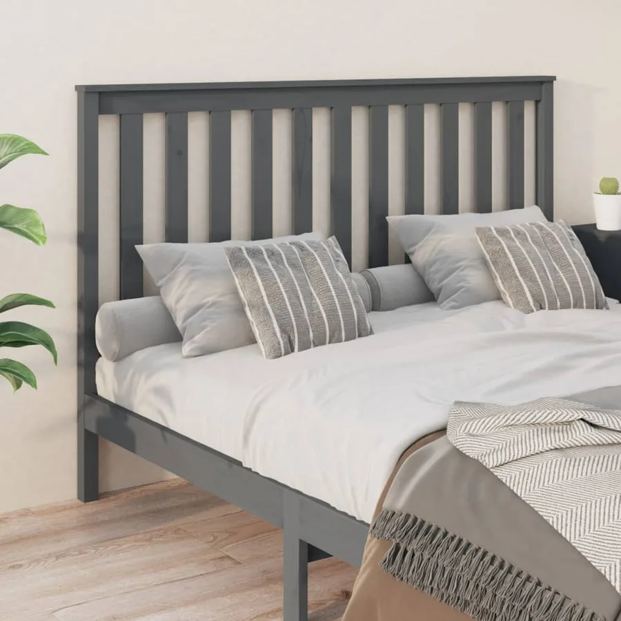 Tête de lit Gris 166x6x101 cm Bois massif de pin - 4