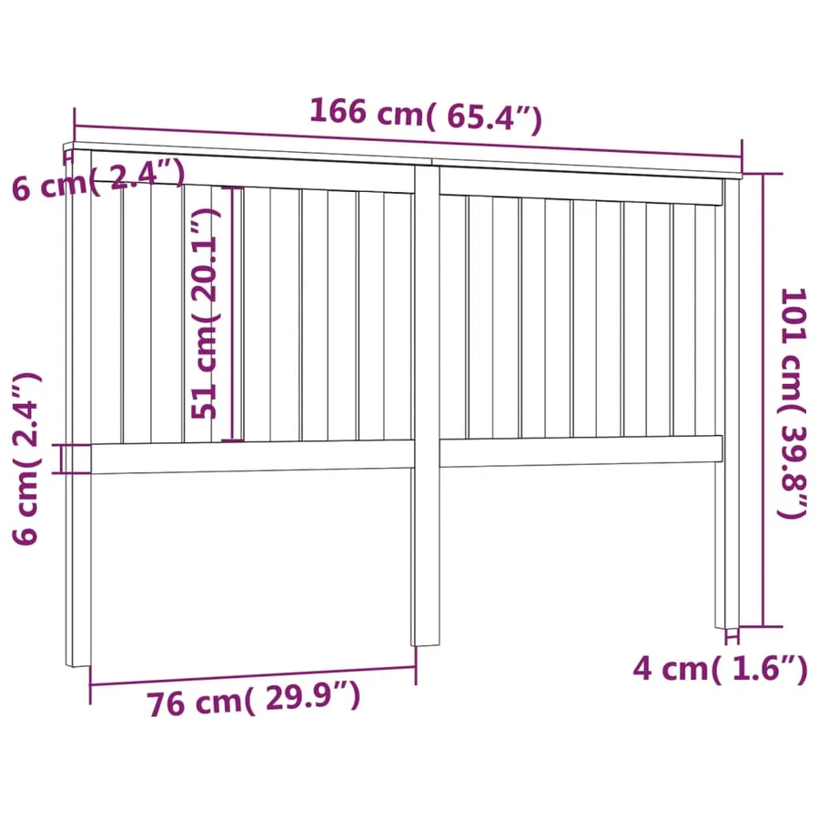 Tête de lit Gris 166x6x101 cm Bois massif de pin - 6