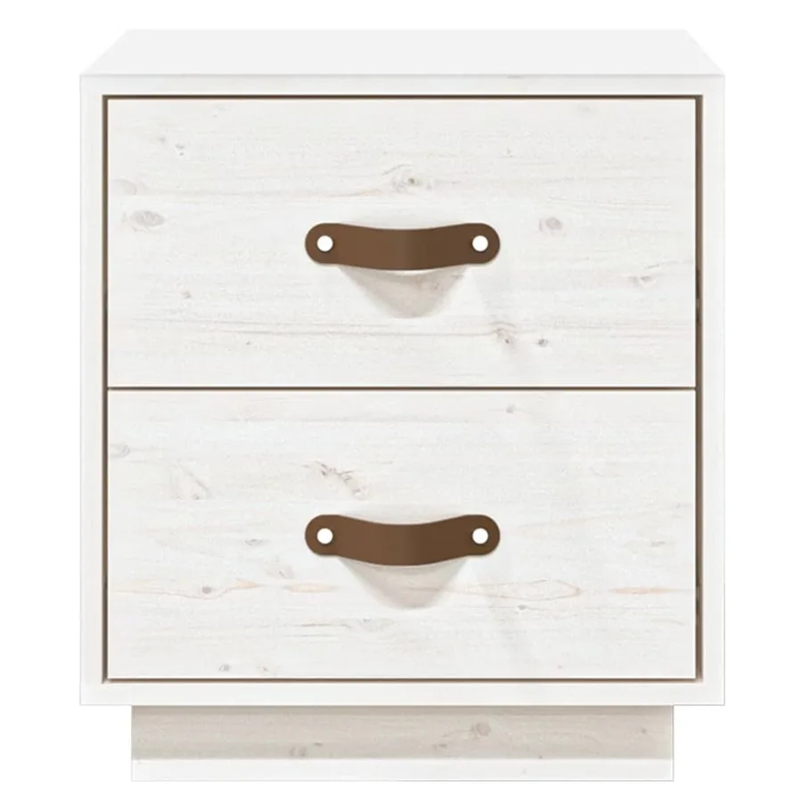 Table de chevet Blanc 40x34x45 cm Bois de pin massif - 5