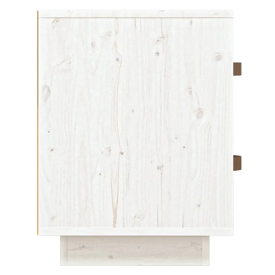 Table de chevet Blanc 40x34x45 cm Bois de pin massif - 7
