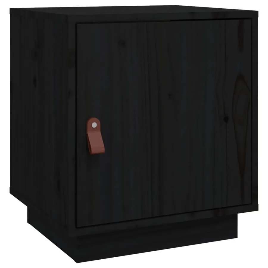 Table de chevet Noir 40x34x45 cm Bois de pin massif - 2