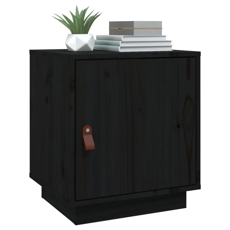 Table de chevet Noir 40x34x45 cm Bois de pin massif - 4